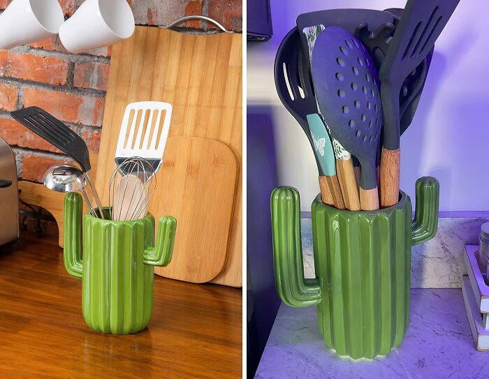  Cactus Shaped Ceramic Utensil Holder ; If You Still Don’t Know The Difference Between Desert And Dessert
