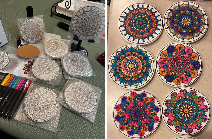  After Filling All Your Adult Coloring Books, Try This Color Your Own Coaster Mandala Set 
