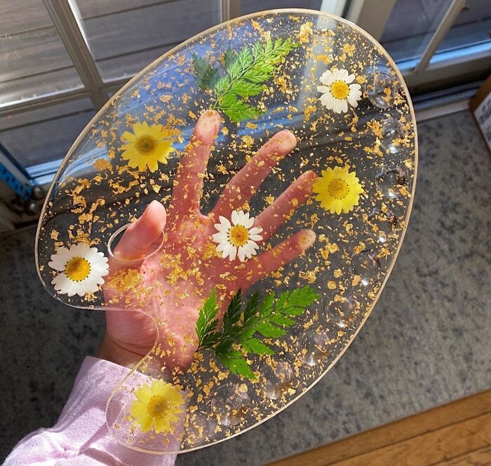 This Resin Flower Painters Palette Is Almost Too Beautiful To Use!