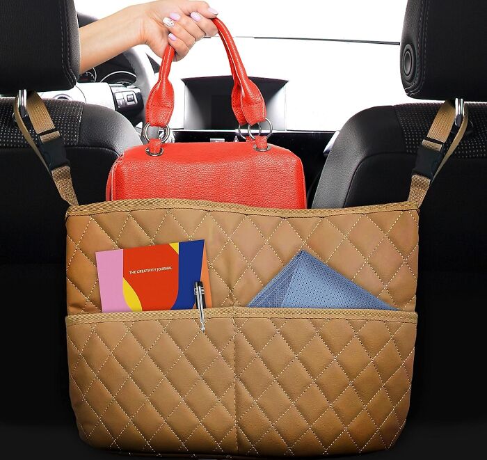  What Is More Extra Than A Snazzy Purse? A Purse For Your Purse! This Faux Leather Purse Car Organizer With 2 Extra Pockets For Storage Is Your New Best Friend