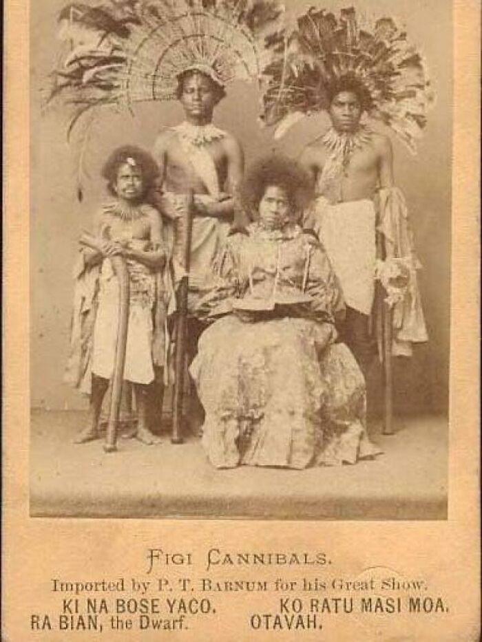 Showman P.t. Barnum’s “Figi (Fiji) Cannibals”, Bought By Barnum In 1870 To Be An Attraction In His Circus