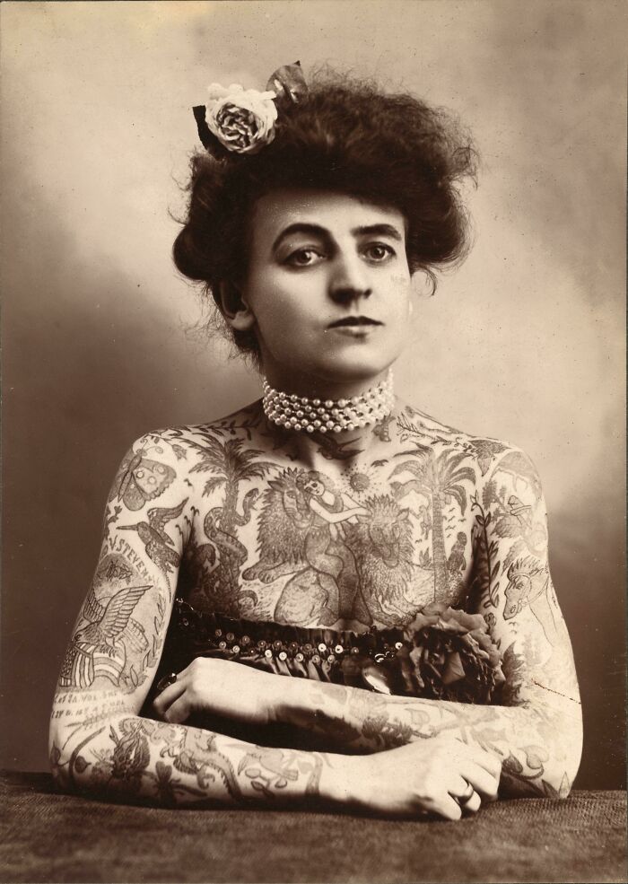 Maud Wagner The First Professional Female Tattoo Artist, In 1904. (She Also Worked As A Tattooed Lady For The Circus)