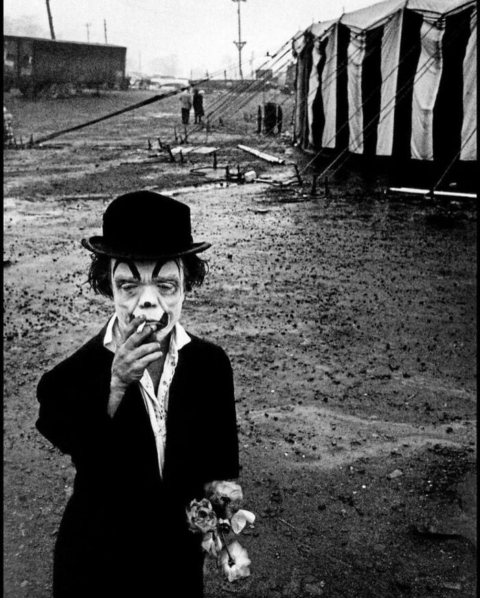 Circus Performer Jimmy Armstrong Having A Smoke Break. 1958