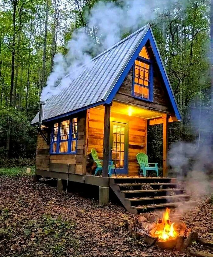 Beautiful Tiny Cabin Nestled In The Woods 