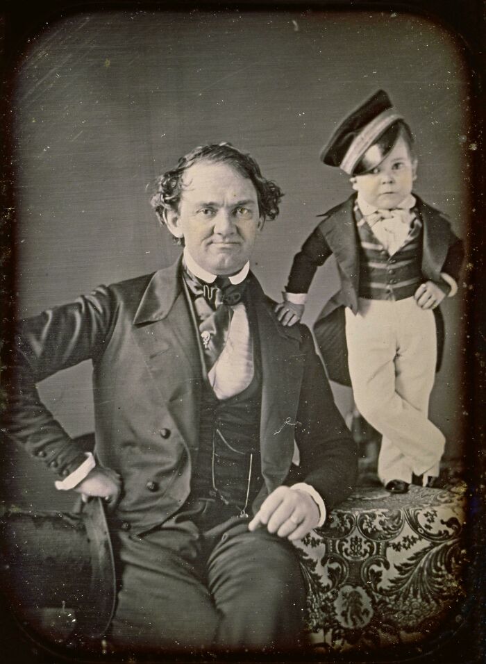P.t. Barnum With Charles Sherwood Stratton, Whom He Billed As General Tom Thumb, Circa 1850. Stratton Was The Most Popular Entertainer Of His Day, Socializing With Abraham Lincoln And Queen Victoria