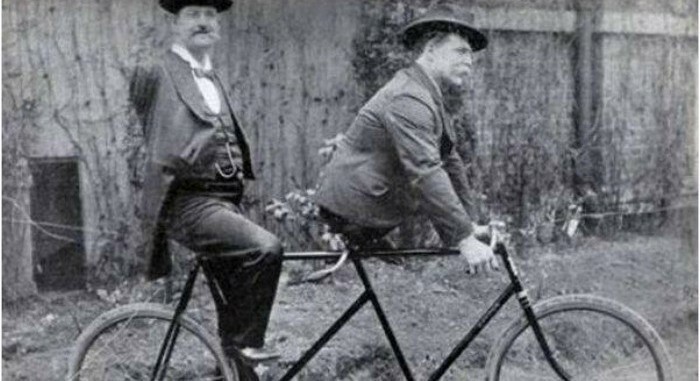 Charles B. Tripp And Eli Bowen Riding A Tandem, 1890s.