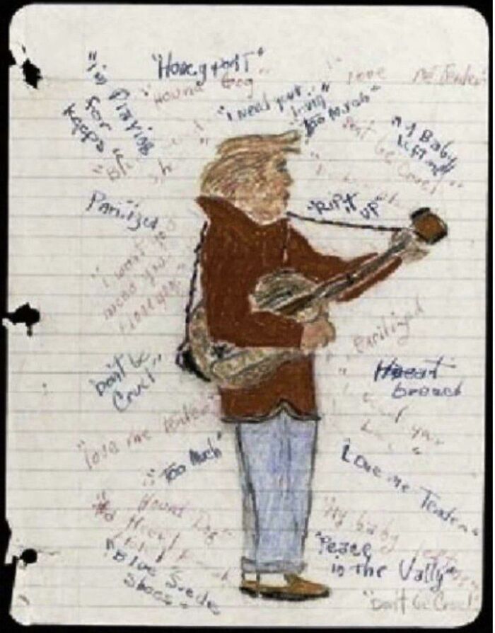 A Drawing Of Elvis Presley Done By A 12-Year-Old Jimi Hendrix After Seeing Him In Concert