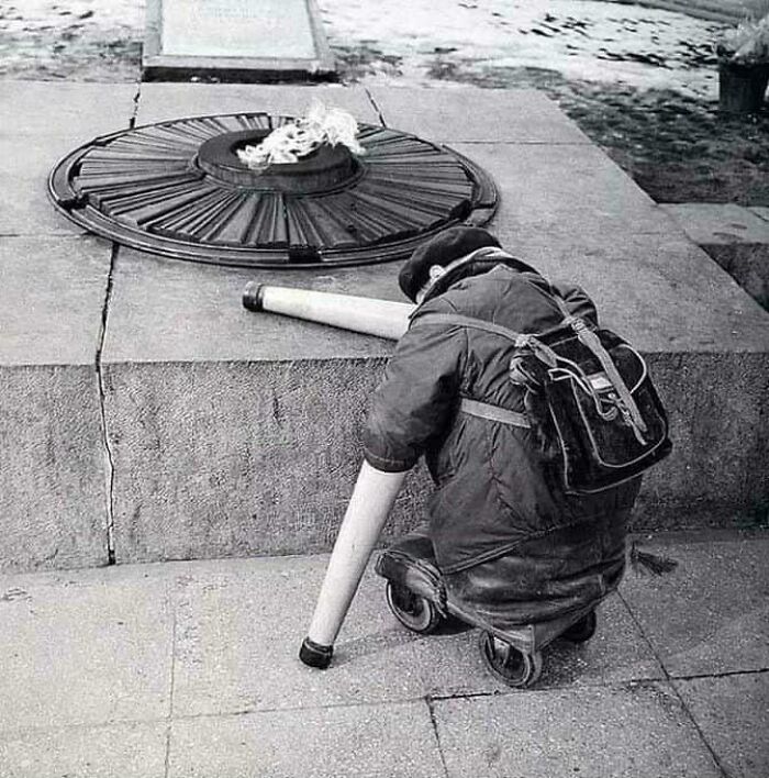 Photo Of A Soviet War Veteran Near The Eternal Flame On The Anniversary Of Victory Day, 1966