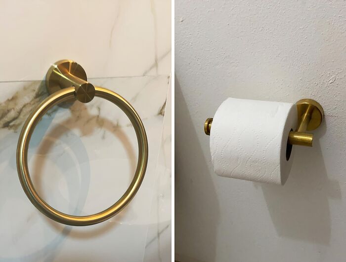 You Might Not Be Able To Afford A Golden Toilet, But This Brushed Gold Stainless Steel Bathroom Hardware Set Is The Next Best Thing