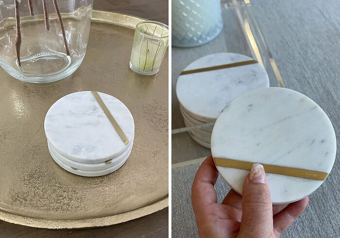  Marble Coasters Set Is Serving Cocktailbar Chic