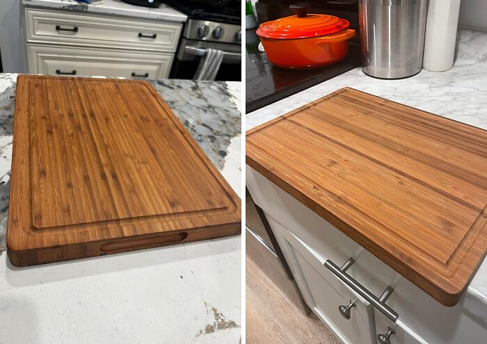 Instead Of Replacing All Your Countertops With Bucher's Block, Just Get A Sturdy Wooden Cutting Board Instead