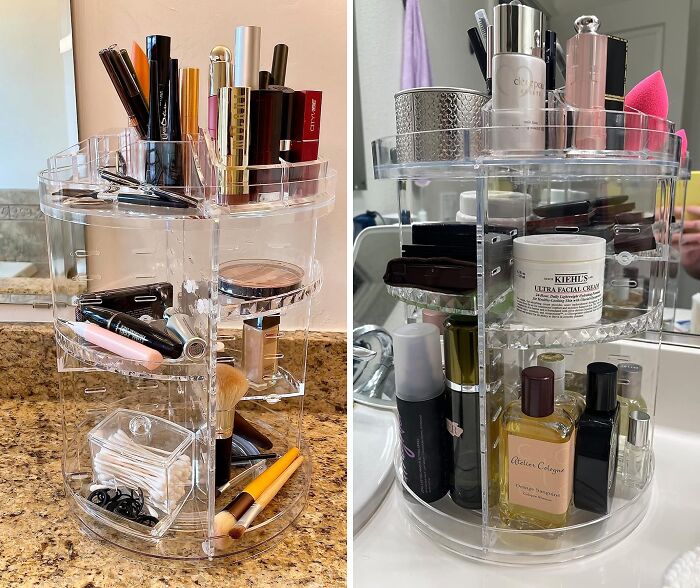 This Rotating Adjustable Cosmetics Organizer Will Show That You Are At Least Trying To Make Sense Of Your Make-Up Drawer 
