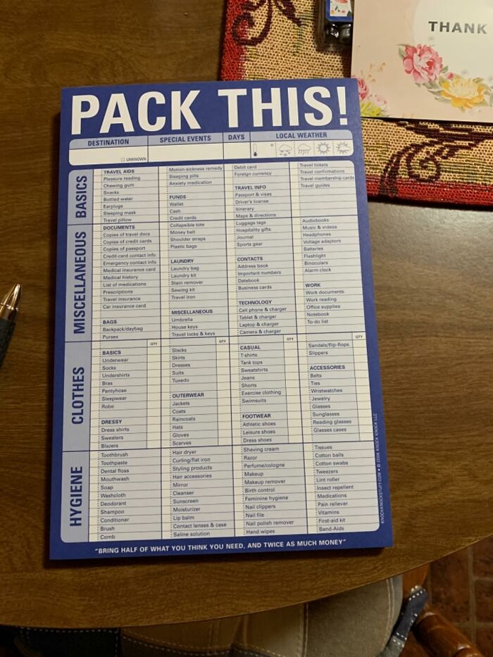 Pack Like A Pro With A Knock Knock Pack This! Pad Packing List Notepad 