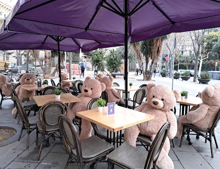 A Restaurant In Spain Has Teddy Bears Sitting Down At Every Table To Keep You Company