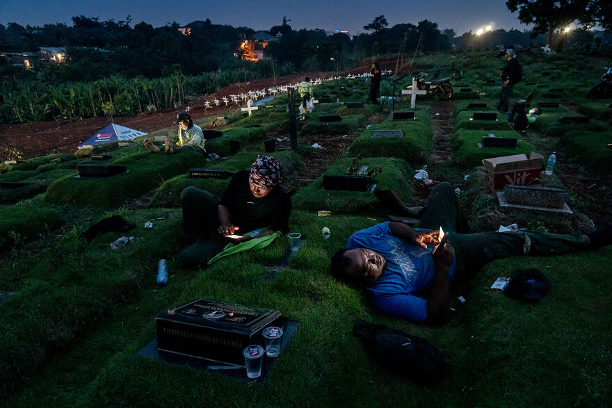 Night In Pandemic Time - October 9, 2020 At The Public Cemetery Pondok Ranggon Jakarta Indonesia © Ares Jonekson