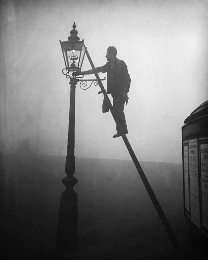 A Lamplighter Hard At Work, London ,1935
