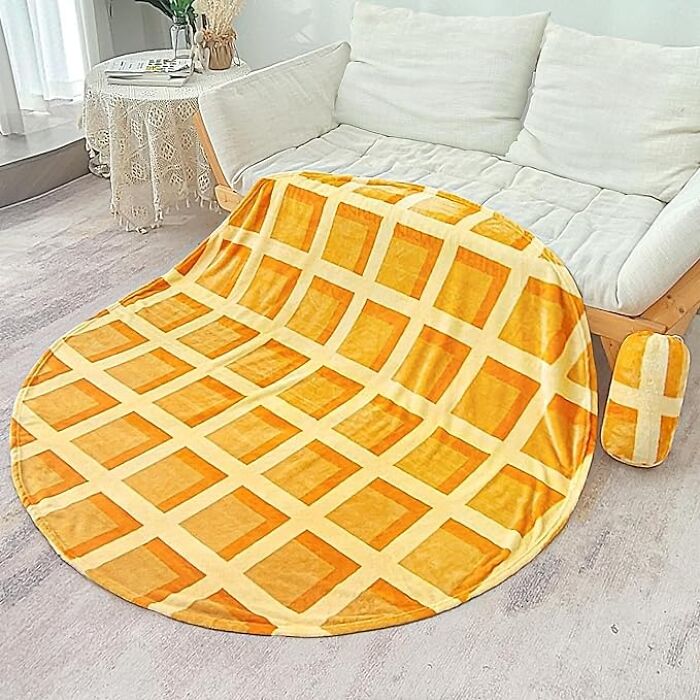 A Realistic Waffle Blanket With Pouch : A Whole New Take On Breakfast In Bed
