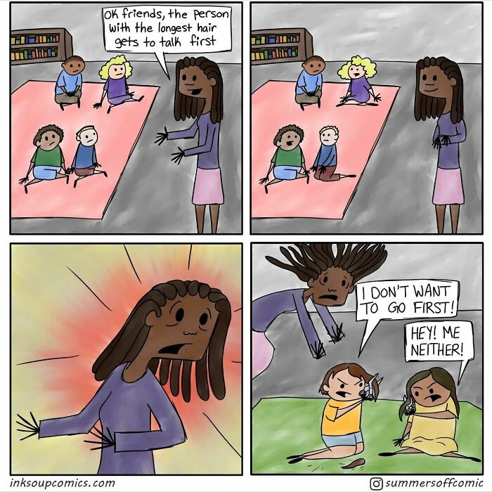 Teacher’s comic humorously shows the struggles of managing students reluctant to speak first in class.