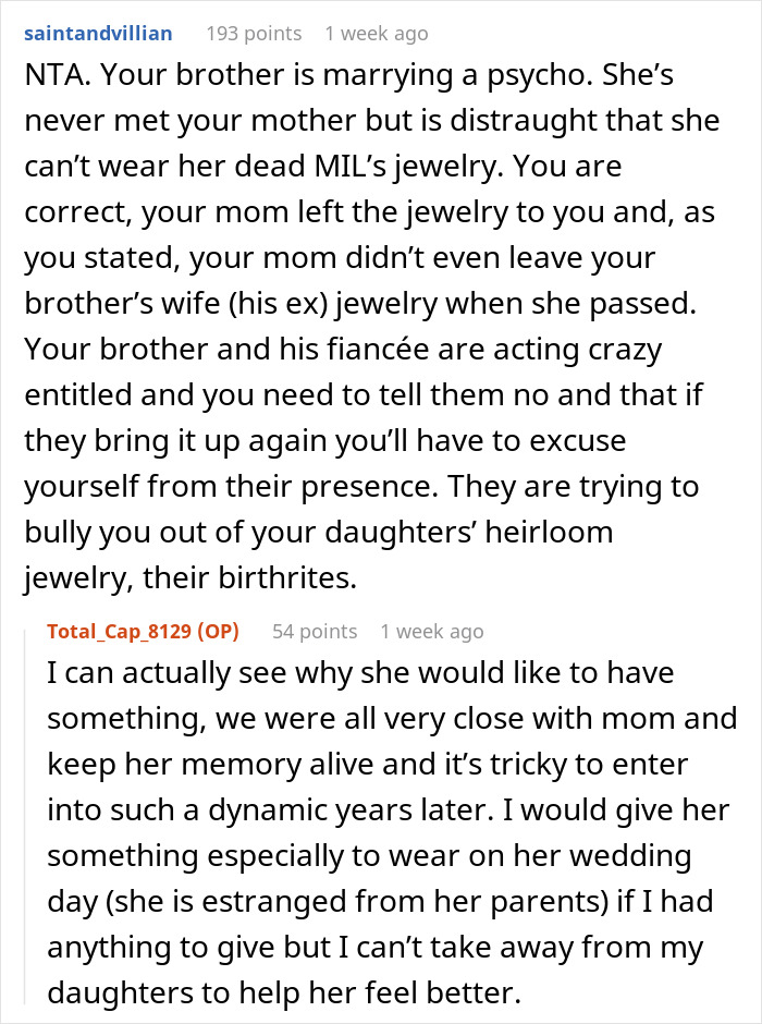 Internet Helps Woman To See Right Through Future SIL’s Manipulation After She Demands Heirloom Internet Helps Woman To See Right Through Future SIL’s Manipulation After She Demands Heirloom