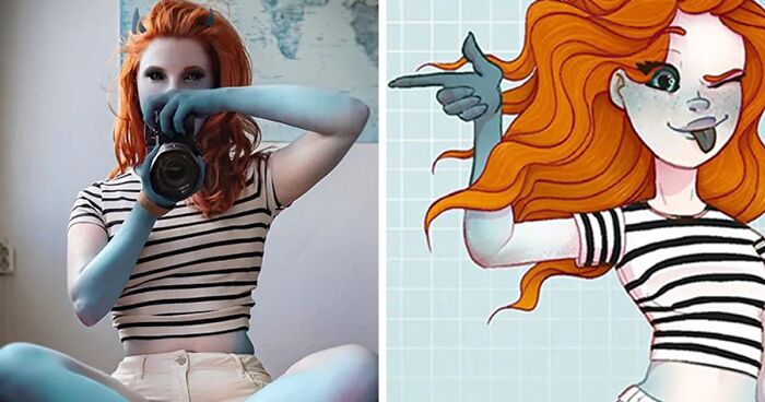 From Selfie To Cartoon: 18 Recreations By This Artist