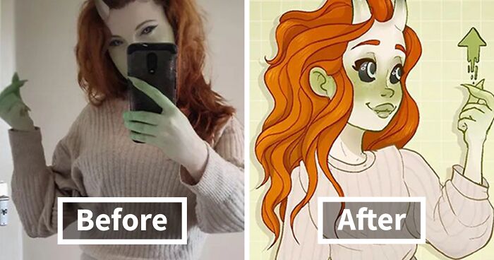 This Artist Recreates Images Of Herself As A Cartoon Character, And The Results Are Adorable (18 Pics)