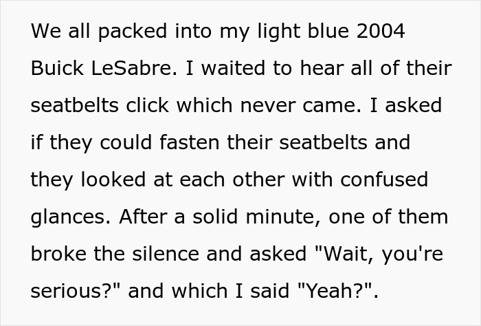 Friends Forced To Walk Home In 40-Degree Weather For Scoffing At Putting On Seatbelts In Guy's Car Friends Forced To Walk Home In 40-Degree Weather For Scoffing At Putting On Seatbelts In Guy's Car