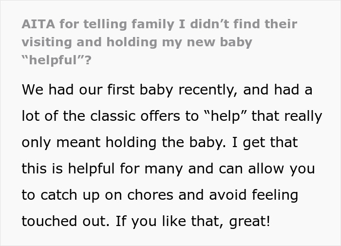 Mom Caves From Intrusive In-Laws Not Helping With Chores But Only Holding Baby, Is Called Out Mom Caves From Intrusive In-Laws Not Helping With Chores But Only Holding Baby, Is Called Out