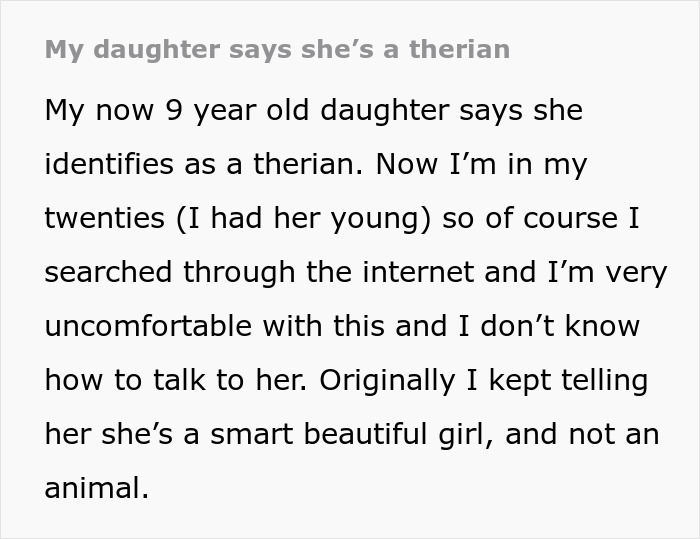 “Is This A Phase?”: Mom Freaks Out After 9 Y.O. Daughter Comes Out As A Therian “Is This A Phase?”: Mom Freaks Out After 9 Y.O. Daughter Comes Out As A Therian