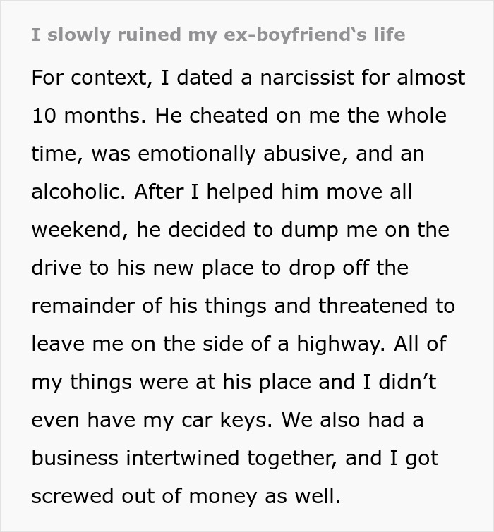 Woman Gets Screwed Over By Narcissist BF, Ruins The Single Thing He Cares About As Revenge Woman Gets Screwed Over By Narcissist BF, Ruins The Single Thing He Cares About As Revenge