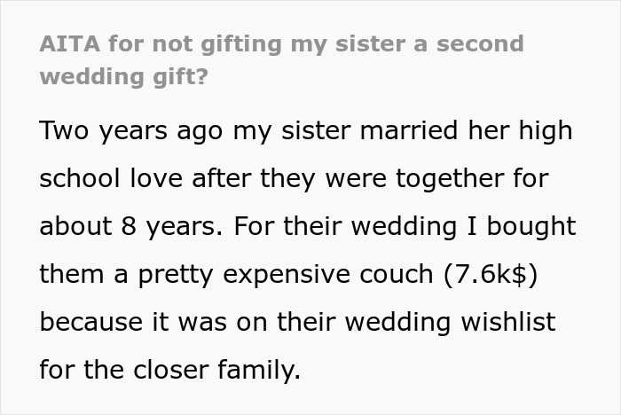 “How I Could Be So Selfish”: Guy Uninvited From Sister’s Wedding Over Gift Conundrum “How I Could Be So Selfish”: Guy Uninvited From Sister’s Wedding Over Gift Conundrum