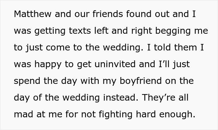 Woman Is Forced To Skip Her Friend’s Wedding When His Previously Nice Bride Turns Into A Nightmare Woman Is Forced To Skip Her Friend’s Wedding When His Previously Nice Bride Turns Into A Nightmare