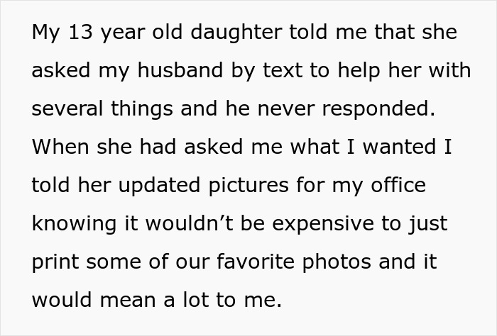 Text message about husband ignoring request on Mother’s Day, causing emotional upset. Text message about husband ignoring request on Mother’s Day, causing emotional upset.