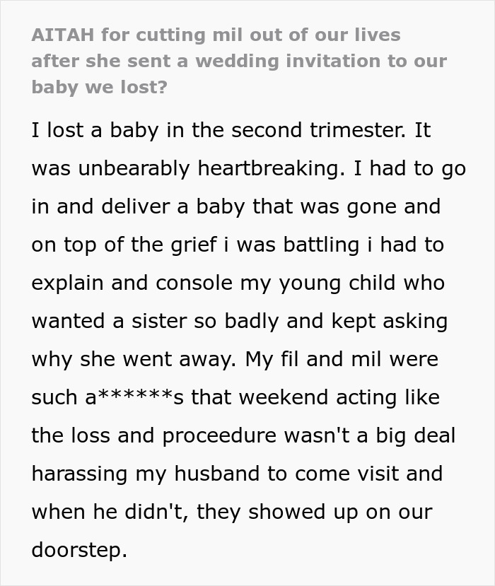 Woman Blocks MIL A Week Before Mother’s Day As She Sent Her A Wedding Invitation For Her Dead Baby Woman Blocks MIL A Week Before Mother’s Day As She Sent Her A Wedding Invitation For Her Dead Baby
