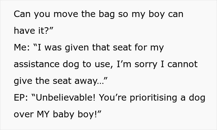 Parent Wants Service Dog Moved For "Baby Boy's" Window Seat, Gets A Reality Check Parent Wants Service Dog Moved For "Baby Boy's" Window Seat, Gets A Reality Check