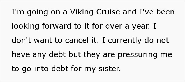 “This Is Insane”: Family Demands Person Go Into Debt To Help Sister Out With Legal Bills “This Is Insane”: Family Demands Person Go Into Debt To Help Sister Out With Legal Bills