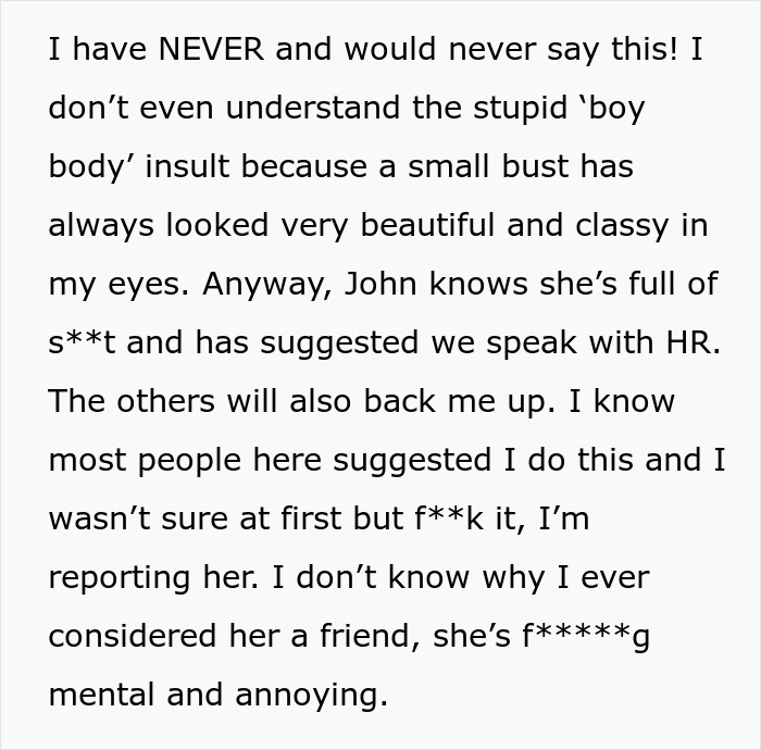 Coworker Keeps Mocking Woman Over Her Large Chest, It Finally Backfires On Her Coworker Keeps Mocking Woman Over Her Large Chest, It Finally Backfires On Her