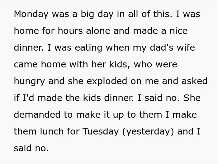 16YO Tells Stepmom It’s Not His Job To Feed Her Kids, She Blows Up At Him 16YO Tells Stepmom It’s Not His Job To Feed Her Kids, She Blows Up At Him