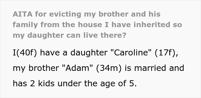 Woman Kicks Out Brother And His Family From Her Home So Her Daughter Can Live There