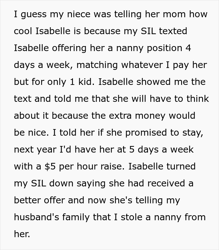 Woman Is Stunned As SIL Goes Negotiating With Nanny Behind Her Back But Gets Outbid