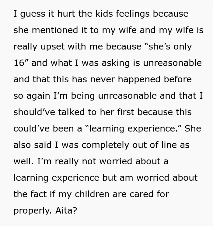 “You Get What You Pay For”: Dad Dragged For Expecting A 16 Y.O. Babysitter To Be Awake All Night “You Get What You Pay For”: Dad Dragged For Expecting A 16 Y.O. Babysitter To Be Awake All Night