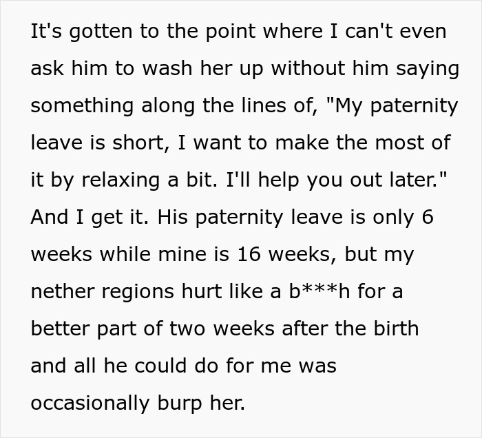 Instead Of Helping Wife, Guy Relaxes During 6-Week Paternity Leave, Gets Mad When Wife Blacks Out Instead Of Helping Wife, Guy Relaxes During 6-Week Paternity Leave, Gets Mad When Wife Blacks Out