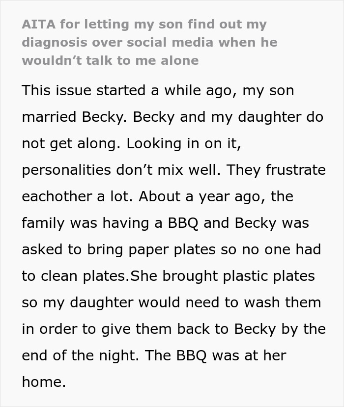 Son Says He'll Only Talk To Mom When His Wife Is Around, Learns About Her Diagnosis From Instagram Son Says He'll Only Talk To Mom When His Wife Is Around, Learns About Her Diagnosis From Instagram