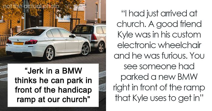 BMW Driver Blocks Wheelchair Ramp, Gets Chewed Out By Churchgoers