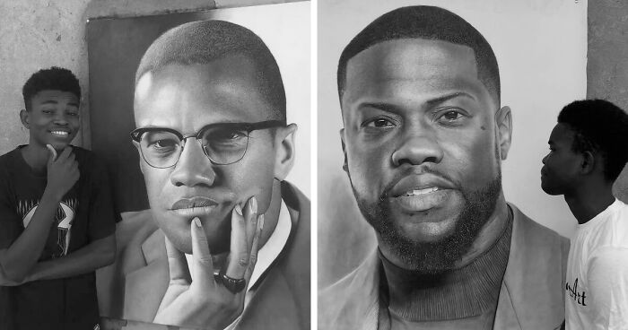 Young Nigerian Artist Draws Giant Hyper-Realistic Portraits Using Nothing But Charcoal (31 Pics)
