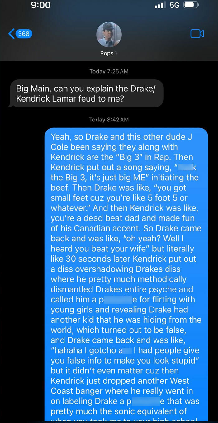 Tom Hanks, AKA “Pops,” Has Hilarious Text Exchange With Son Chet About Drake-Kendrick Lamar Beef Tom Hanks, AKA “Pops,” Has Hilarious Text Exchange With Son Chet About Drake-Kendrick Lamar Beef