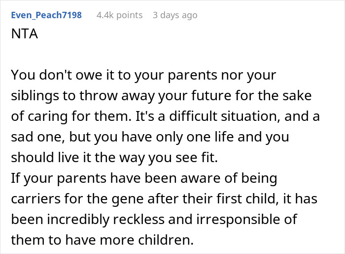 Son Infuriates Parents By Telling Them He Won't Be A Carer For His Two Disabled Siblings Son Infuriates Parents By Telling Them He Won't Be A Carer For His Two Disabled Siblings