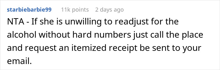 Woman Didn't Drink Alcohol, Refuses To Pay $470 Of Her 'Share' Of Bill, Asks If She's Wrong Woman Didn't Drink Alcohol, Refuses To Pay $470 Of Her 'Share' Of Bill, Asks If She's Wrong
