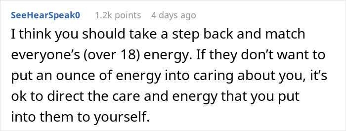 Comment discussing energy in relationships, advising self-care when others don't reciprocate. Comment discussing energy in relationships, advising self-care when others don't reciprocate.