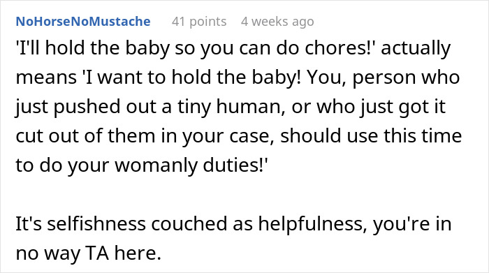 Mom Caves From Intrusive In-Laws Not Helping With Chores But Only Holding Baby, Is Called Out