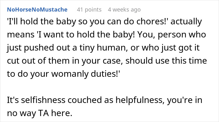 Mom Caves From Intrusive In-Laws Not Helping With Chores But Only Holding Baby, Is Called Out Mom Caves From Intrusive In-Laws Not Helping With Chores But Only Holding Baby, Is Called Out